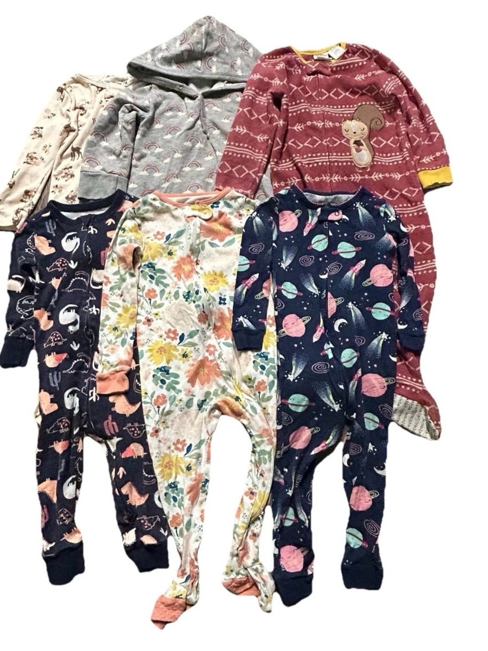 Toddler Girl One Piece Footie Pajamas Cotton Fleece Animals Size 18-24 Months